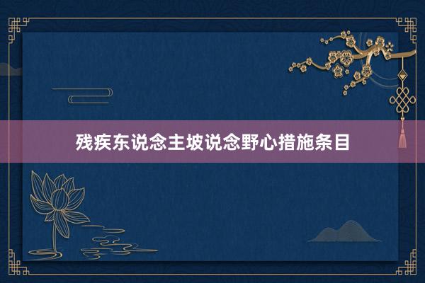 残疾东说念主坡说念野心措施条目